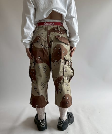 【USED】 Military Camouflage Painted Cut off Shorts  / 250719-017