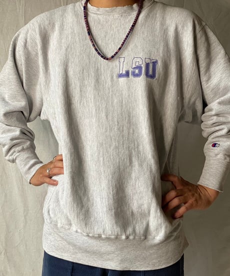 【USED】   90's Mexico Champion Reverse Weave Sweat LSU/210516-031