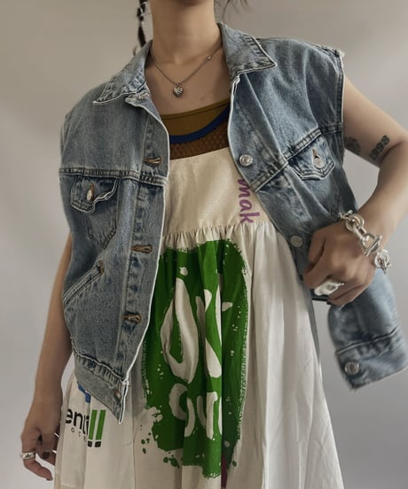 【USED】 Made in USA Levi's Cut Off Denim Vest/ 230727-022