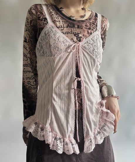 【USED】 Lace Pattern Camisole Top / 250906-006