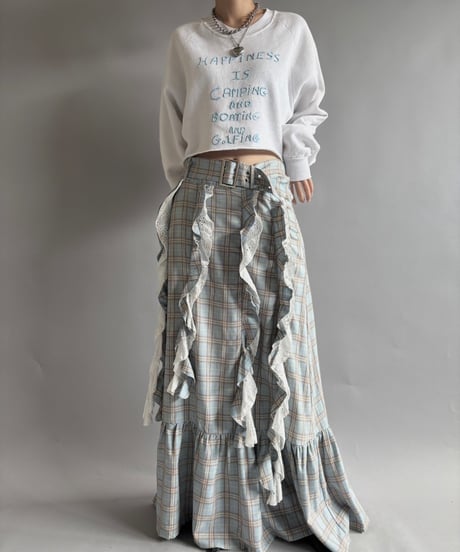 【USED】 PRETTY DAMAGE checked long Skirt / 250927-010