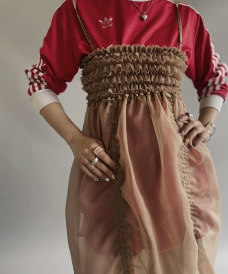 【RE;CIRCLE】 RE Sheer Shirring Camisole One-piece / 230706-005