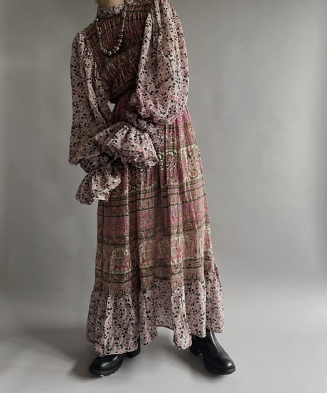 【RE;CIRCLE】 RE Indian Cotton Balloon Sleeved One-piece / 220901-006