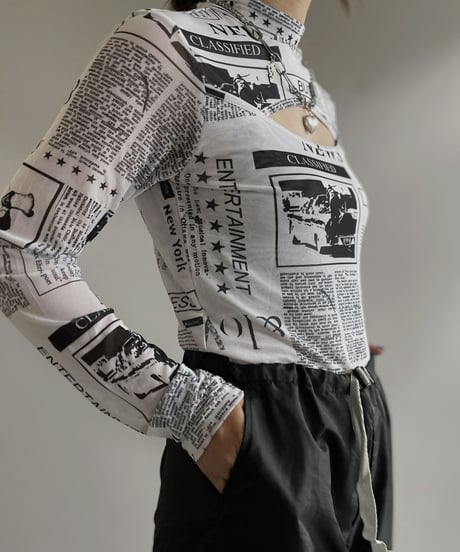 【USED】  L/S Patterned Power net top / 230916-028