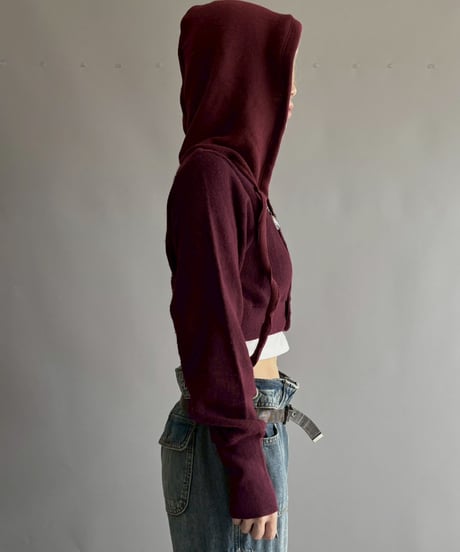 【RE;CIRCLE】 RE Hooded Acrylic Short Cardigan / 251016-001