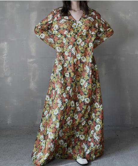 【USED】  Flower Patterned Poly L/S One-piece/220220-005