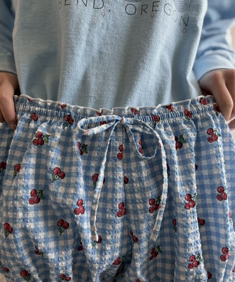 【USED】 Gingham Check × Cherry Pattern Micro Shorts /260418-008