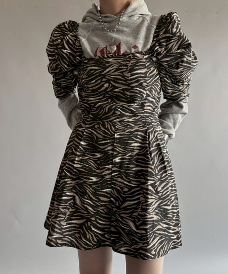 【USED】 Puff sleeves zebra Mini One‐Piece /250927-016