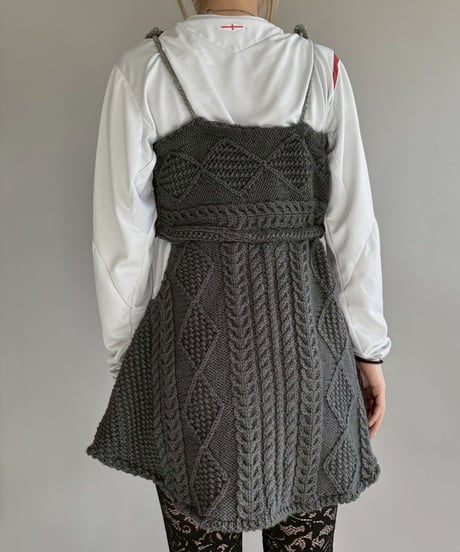 【RE;CIRCLE】 RE Aran Side Slit Camisole Mini One-Piece / Charcoal  / 251030-012