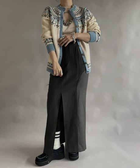 【USED】 Made in Norway Wool100% Tirolean Knit Top /240120-014
