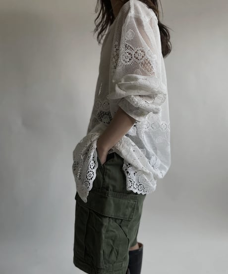【RE;CIRCLE】 RE Crochet Lace Big Shirt / 220427-006