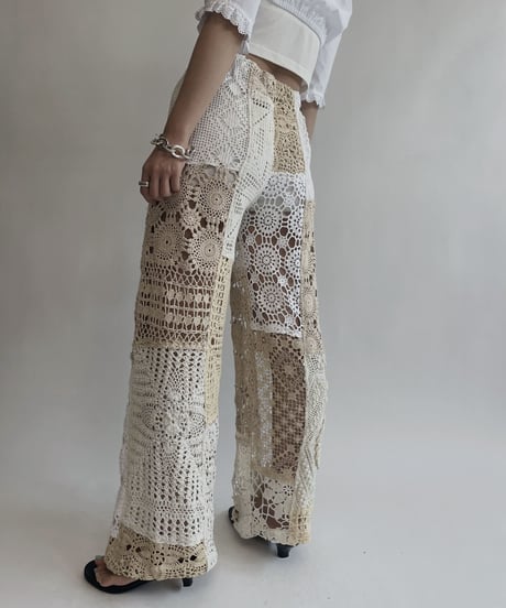 【RE;CIRCLE】 RE Crochet Patchwork Pants / 220728-027