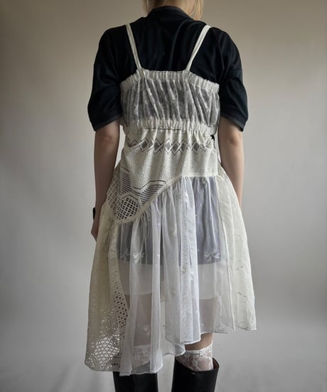 【RE;CIRCLE】RE Crochet Lace Patch work Camisole One-Piece Middle/250731-007