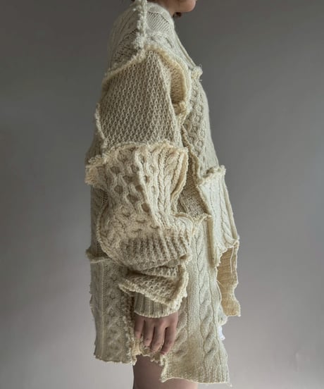 【RE;CIRCLE】 RE Aran Knit Patchwork Pullover Top / 251218-008