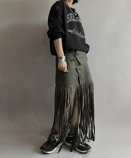 【RE;CIRCLE】 RE Trench Fringe Skirt KHAKI / 240407-031