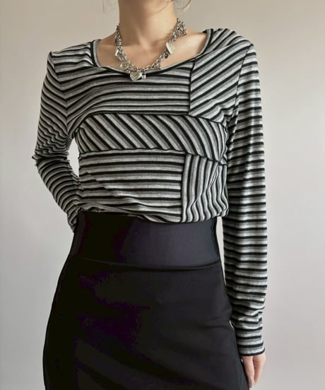 【USED】 SONIA RYKIEL Border Pattern Top/ 260228-012
