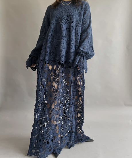 【RE;CIRCLE】 RE Crochet One-piece Navy / 230330-010
