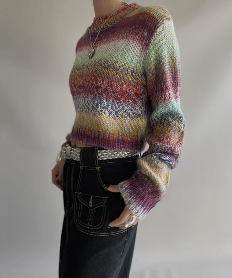 【USED】 Patterned  Short Knit Top 231209-007