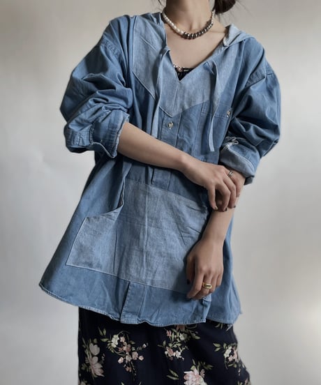 【RE;CIRCLE】 RE Denim Shirt Mexican Hoodie / 220423-024