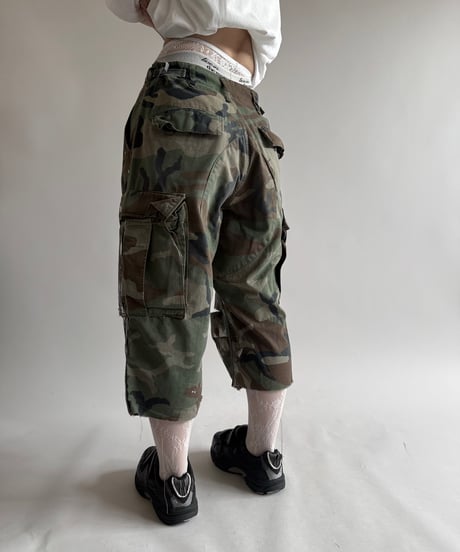 【USED】 Military Camouflage Painted Cut off Shorts  / 250614-018
