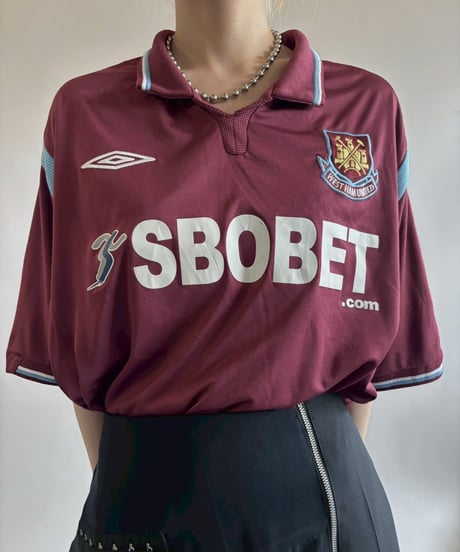 【USED】 09~10's UMBRO West Ham Soccer Shirt / 250717-017