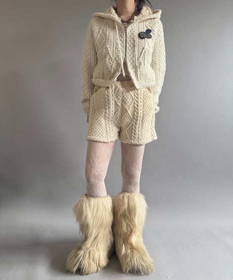 【RE;CIRCLE】 RE Aran Knit Double Zip-up Parka / Ivory / 251030-007