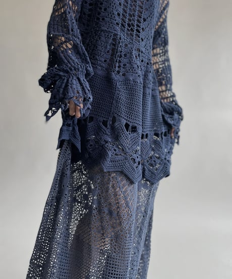 【RE;CIRCLE】 RE Crochet Blue Lace One-piece / 220728-010
