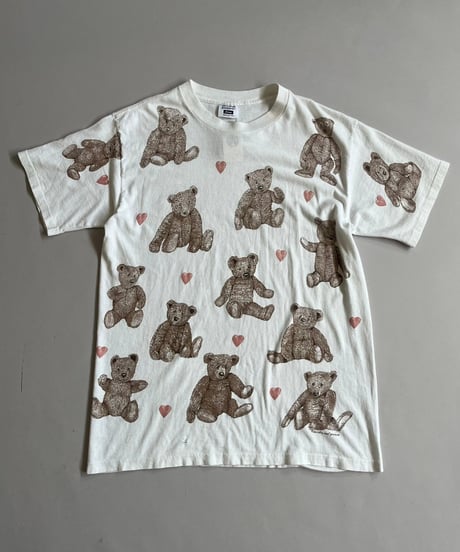 【USED】 Made in USA 90's Bear Patterned T-Shirt /240720-001