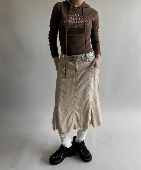 【USED】 Linen Zip Design Skirt /250426-025