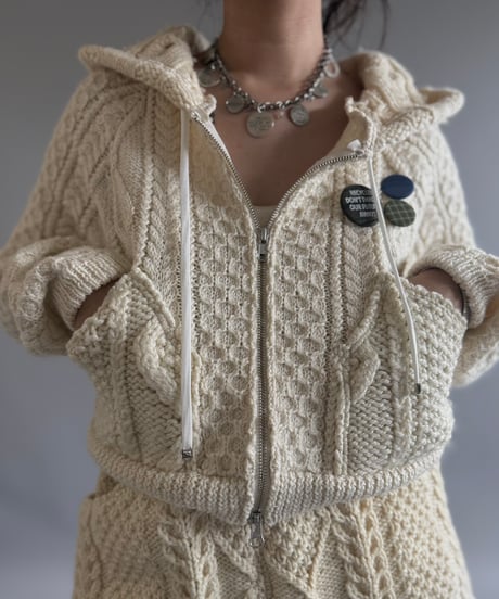 【RE;CIRCLE】 RE Aran Knit Double Zip-up Parka / Ivory / 251030-007