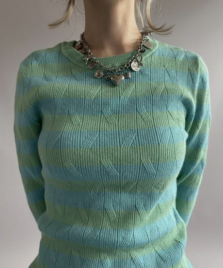 【USED】 Border Pattern Rib Knit Top / 260425-012