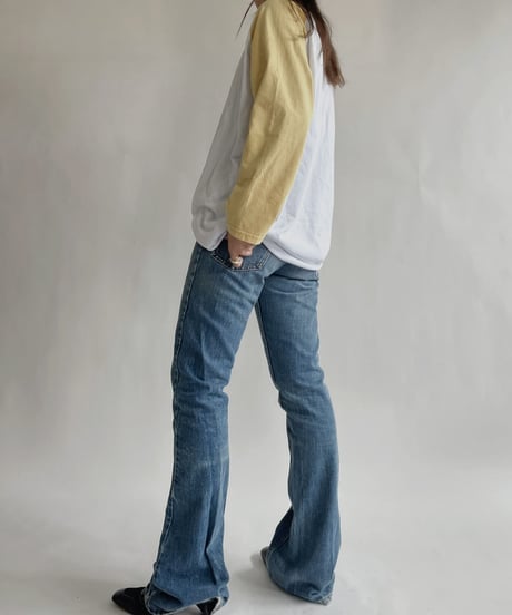 【USED】 Raglan T-shirt Yellow-white / 220618-003