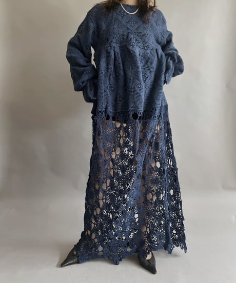 【RE;CIRCLE】 RE Crochet One-piece Navy / 230330-010