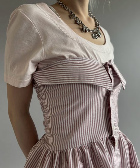 【RE;CIRCLE】  RE Stripe Shirt Mini One-Piece / 260611-001