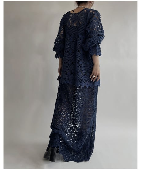 【RE;CIRCLE】 RE Crochet Blue Lace One-piece / 220728-009
