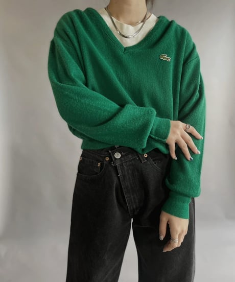 【USED】 Lacoste Acrylic Knit Pullover Green / 230204-015