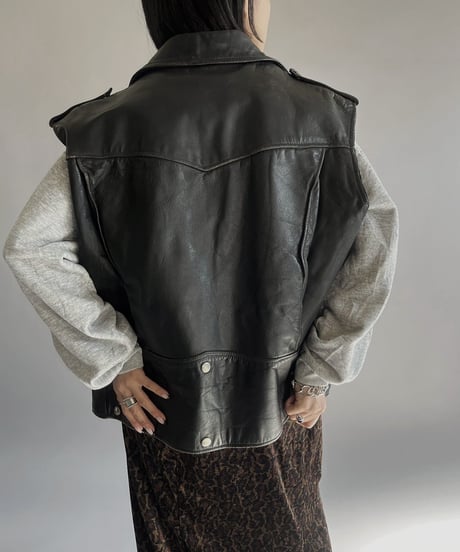【USED】 Leather Riders Vest/240203-020
