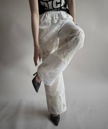 【RE;CIRCLE】 RE Crochet Lace Patch work Pants / 250731-002