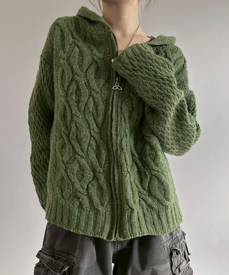 【USED】 Knit Zip Parka / 260124-021