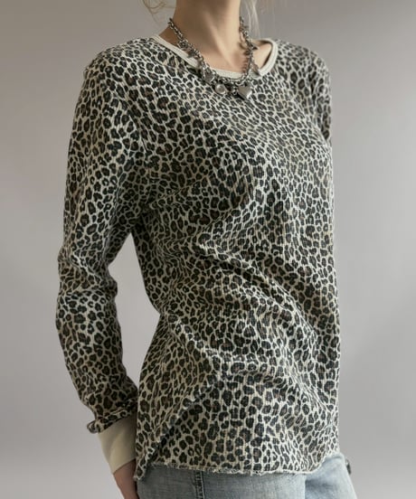 【USED】 FRUIT OF THE LOOM Leopard Pattern Thermal / 260509-013