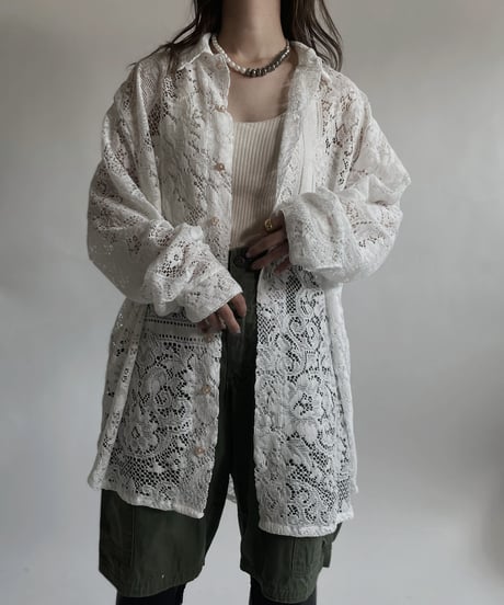 【RE;CIRCLE】 RE Crochet Lace Big Shirt / 220427-007