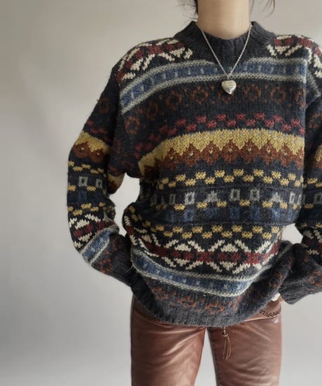 【USED】 Nordic Patterned Knit Top 231209-013