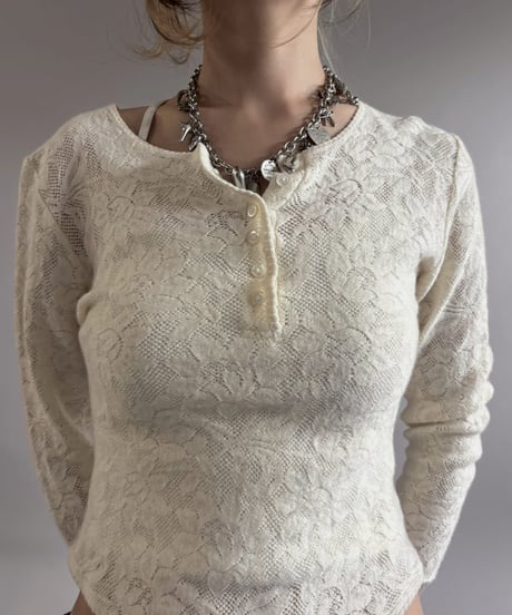 【USED】 Lace Knit Leotard Top / 260228-021