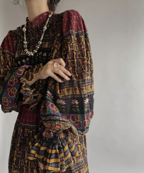【RE;CIRCLE】 RE Indian Cotton Balloon Sleeved One-piece / 220901-003