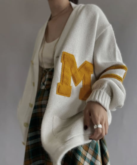 【USED】  Lettered Acrylic Cardigan / 231021-019
