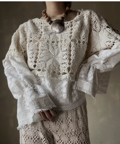 【RE;CIRCLE】 RE Crochet Patchwork L/S Top⑤/20220317-007