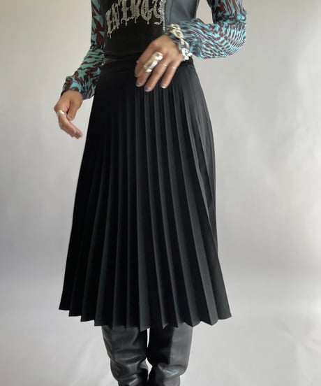 【USED】 Made in Italy Pleats Skirt/ 241006-039