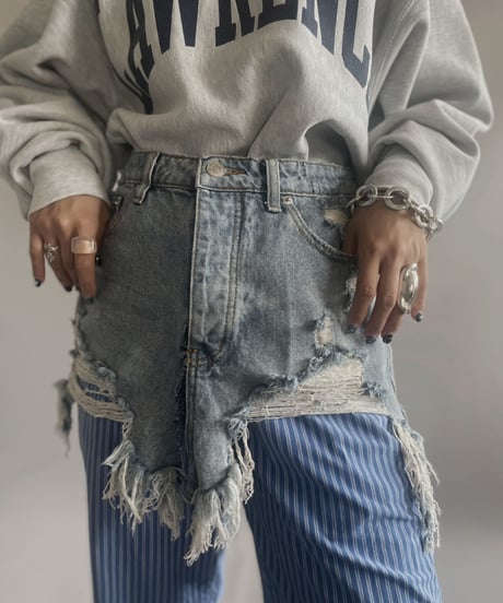 【USED 】CUT OFF Denim Skirt / 231014-001