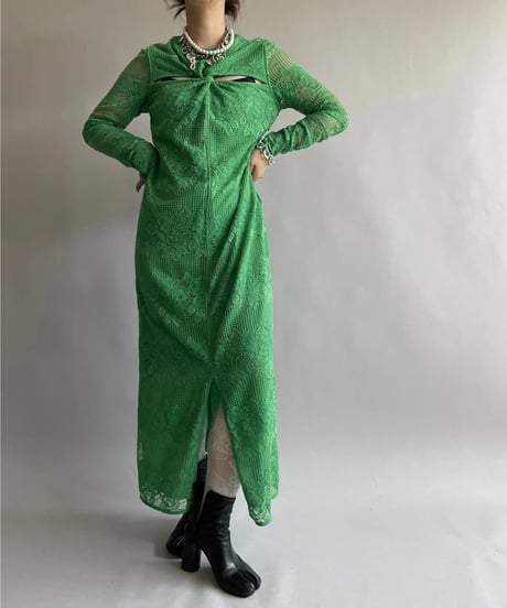 【USED】 GANNI Lace Patterned Long One-Piece /240914-029