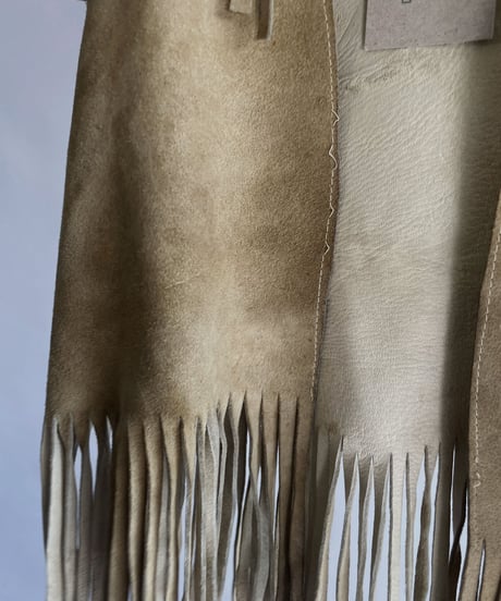 【USED】 Leather Fringe Vest Beige / 230121-011